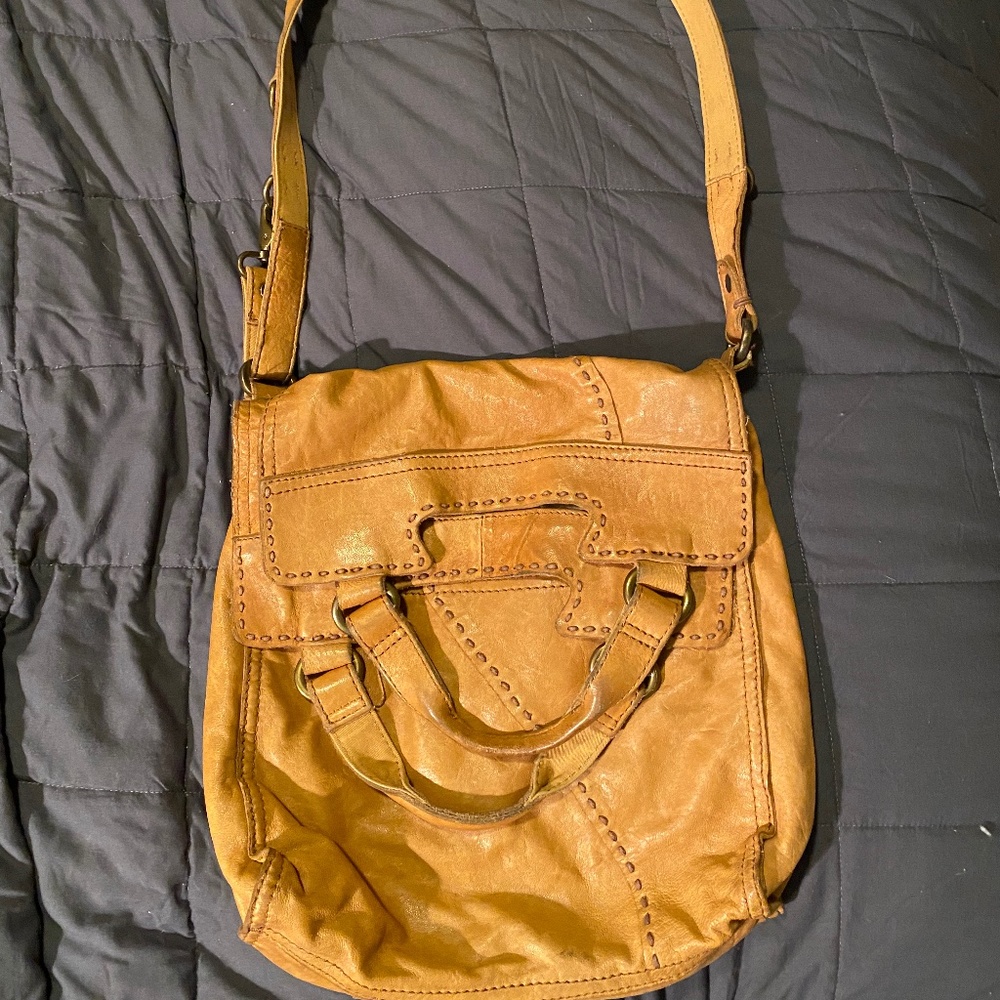 LUCKY BRAND ABBEY ROAD BROWN LEATHER CROSSBODY BAG